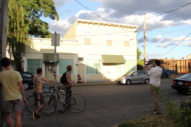 Playing in the street with Danielle Ross. Photo by Chelsea Petrakis.